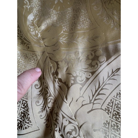 Gold & Olive Green Tafetta Damask Duvet Cover Coverlet Custom Queen 92" x 99" - Picture 9 of 11